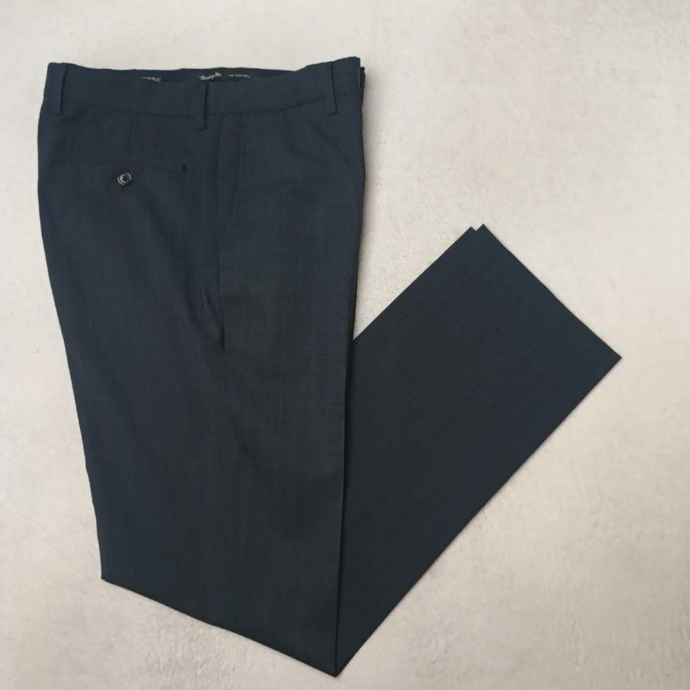 Banana Republic Pants Men 32x34 Blue Plaid Check Slim Marzotto Wool Dress Slacks
